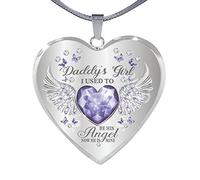 ClodeEU Pendant Necklace for Women, Daddy' Angelss Dad and Daughter Angelss Wingsss Heart Drop Necklace Angelss Wing Jewelry Necklace for Dad Daughter Heart Memorial Keepsake, One Size