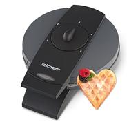 Cloer 1625 Waffle Iron for Classic Heart Wafers, 930 W, Waffle Size 15.5 cm, Continuously Selectable Browning Degree, Practical Stand Function, Metal, Grey