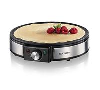 Cloer 6630 Crêpe pan for sweet or savory pancakes with a diameter of 30 cm, 1200 W, non-stick coating, with dough spreader and pancake turner, black
