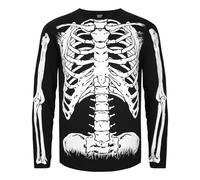 CLOFANWIN Men's Glow in The Dark Skeleton Front and Back Pattern Cotton Halloween T-Shirts, Black, 3XL