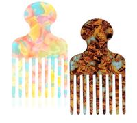 Clofiak 2pcs Hair Pick Comb Long Wide Tooth Comb for Curls 4.7in Smooth Detangling Lifting Curly Hair Picks Afro Smooth Styling Tools for Women Men Barber Supplies(Colorful)