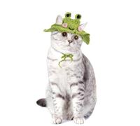Clofiak Frog Cat Hats, Cotton Cat Clothes, Cute Themed Knit Cats Bonnet for Costumes, Halloween, Christmas, Holiday Party