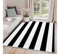 Clofmor Extra Large Living Room Rugs - Striped Rugs for Bedroom, Black and White Stripes Non Slip Low Pile Washable Carpet Home Decoration, 240x340cm, Nautical