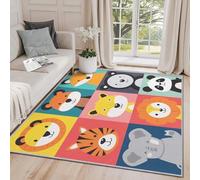 Clofmor Small Mats Indoor - Safari Rugs for Bedroom, Kids Nursery Cute Cartoon Washable Non Slip Entrance Rug Home Decoration, 50x80cm, Colourful