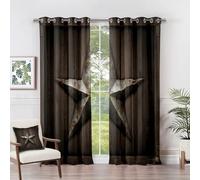 Clofmor Texas Star Curtains for Living Room, western cowboy rustic Blackout Curtains Thermal Extra Long Bedroom Curtain Eyelet, W90 X D108, 2 Panels Drapes Home Decor