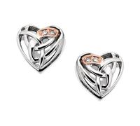 Clogau 9ct Rose Gold And Silver Eternal Love Diamond Heart Earrings - 8mm - G4405