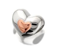 Clogau 9ct Rose Gold And Silver Heart Bead Charm - G4476