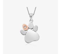 Clogau Affinity Paw Print White Topaz Necklace 3SPWP0225