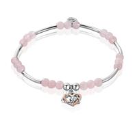 Clogau Always in My Heart Bracelet Sterling Silver & 9ct Gold ROSE QUARTZ