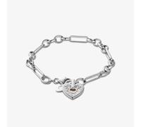 Clogau Cariad Sparkle Silver Topaz Heart Chain Link Bracelet 3SCRS0156