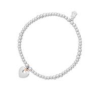 Clogau Cariad Sterling Silver 9ct Rose Gold Beaded Heart Bracelet - 16.5cm-17.5cm CLG-1256S