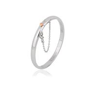 Clogau Cariad Sterling Silver Rose Gold Heart Bangle - Silver CLG-038
