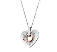 Clogau Cariad Sterling Silver Sparkle Big Heart Pendant & Chain wit... STERLING SILVER AND 9CT ROSE GOLD