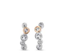 Clogau Celebration Curved Earrings with Topaz Sterling Silver STERLING SILVER & 9CT ROSE GOLD