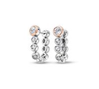 Clogau Celebration Drop Hoop Earrings Sterling Silver & 9ct Rose Gold SILVER & 9CT ROSE GOLD