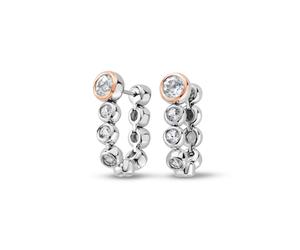 Clogau Celebration Drop Hoop Earrings Sterling Silver & 9ct Rose Gold SILVER & 9CT ROSE GOLD