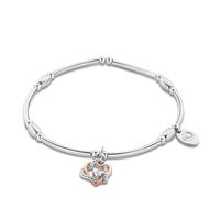 Clogau Forever Yours Sterling Silver Heart Affinity Bracelet w/Topaz STERLING SILVER & 9CT ROSE GOLD