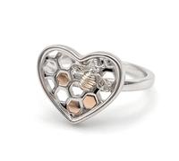 Clogau Gold Honey Bee Honeycomb Heart Ring Size O