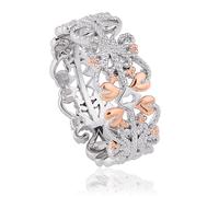Clogau Kensington Sterling Silver 9ct Rose Gold Heart (Size N) Ring D - Silver