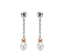 Clogau Nature Wonder Beachcomber Drop Earrings Backs with Pearls STERLING SILVER AND 9CT ROSE GOLD