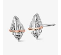 Clogau Silver & 9ct Rose Gold Sounds Of The Sea Shell Stud Earrings 3SBCH0750