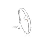 Clogau Past Present Future Heart Sterling Silver White Topaz Double Chain Bracelet