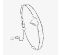 Clogau Past Present Future Silver Heart Double Chain Bracelet 3SPPF0645