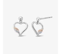 Clogau Past Present Future Silver White Topaz Heart Stud Earrings 3SPPF0800