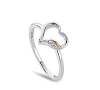 Clogau Past Present Future Sterling Silver Heart Ring w/Topaz STERLING SILVER AND 9CT ROSE GOLD SIZE K
