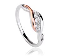 Clogau Past Present Future Sterling Silver Rose Gold White Topaz Ring - P CLG-1805/P