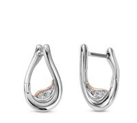 Clogau Past Present Future Sterling Silver Twist Hoop Earrings Topaz STERLING SILVER & 9CT ROSE GOLD