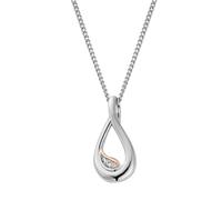 Clogau Past Present Future Sterling Silver Twist Pendant Topaz STERLING SILVER & 9CT ROSE GOLD