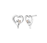 Clogau Paw Print Heart Stud Earrings Silver & 9ct Rose Gold SILVER & 9CT ROSE GOLD