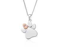 Clogau Paw Prints On My Heart Sterling Silver June Birthstone Moonstone Necklace CLG-1945