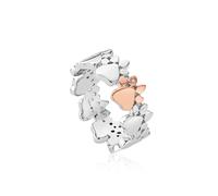 Clogau Paw Prints On My Heart Sterling Silver White Topaz Band Ring - S