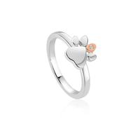 Clogau Paw Prints On My Heart Sterling Silver White Topaz Ring - O CLG-1973/O