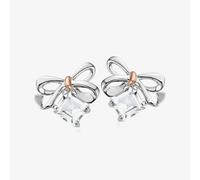 Clogau Silver 9ct Rose Gold Cubic Zirconia Christmas Bow Earrings 3SCGS0715