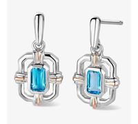 Clogau Silver & 9ct Rose Gold Enchanted Gateways Swiss Blue Topaz Dropper Earrings 3SEGW0731