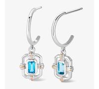 Clogau Silver & 9ct Rose Gold Enchanted Gateways Swiss Blue Topaz Hoop Earrings 3SEGW0730