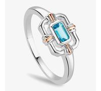 Clogau Silver & 9ct Rose Gold Enchanted Gateways Swiss Blue Topaz Ring 3SEGW0729-M