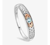 Clogau Silver & 9ct Rose Gold Lilibet Blue Topaz Slim Channel Ring 3SQNM0725-M