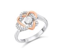 Clogau Silver And 9ct Rose Gold Always In My Heart White Topaz Ring - R48174