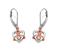 Clogau Silver And 9ct Rose Gold Dwynwen Opal Drop Earrings - G4413