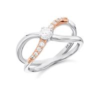 Clogau Silver And 9ct Rose Gold Kiss Ring - R48170