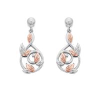 Clogau Silver And 9ct Rose Gold Tree Of Life Awelon Drop Earrings - G44172
