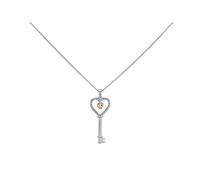 Clogau Silver And 9ct Rose Gold Tree Of Life Heart Key Necklace - R48168