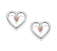 Clogau Silver And 9ct Rose Gold Tree Of Life Heart Stud Earrings - G4451