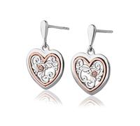 Clogau Silver And 9ct Rose Gold Tree Of Life One Diamond Earrings - G4468