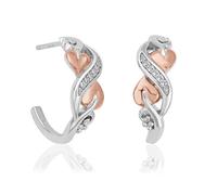Clogau Silver And 9ct Rose Gold Tree Of Life White Topaz Hoop Earrings - G44220