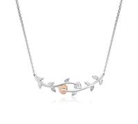 Clogau Silver And 9ct Rose Gold Vine Of Life White Topaz Necklace - R48199
